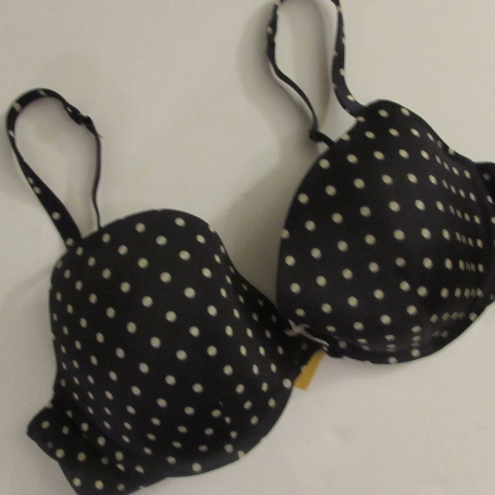 [Un: Usual] navy blue and white polka dot 38B bra